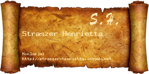 Straszer Henrietta névjegykártya